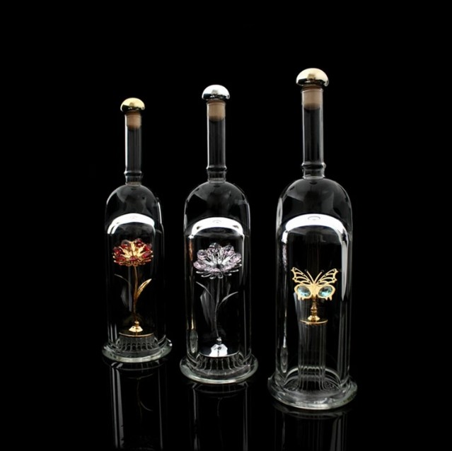 New Design Motorcycle Shaped Empty Mini Glass Wine Bottle for Vodka Whiskey Tequilar Bottle