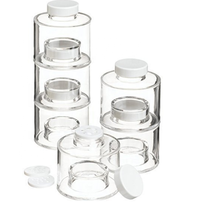 New Design Multifunctional Kitchen Seasoning Stackable Glass Spice Storage Containers Rack Sets