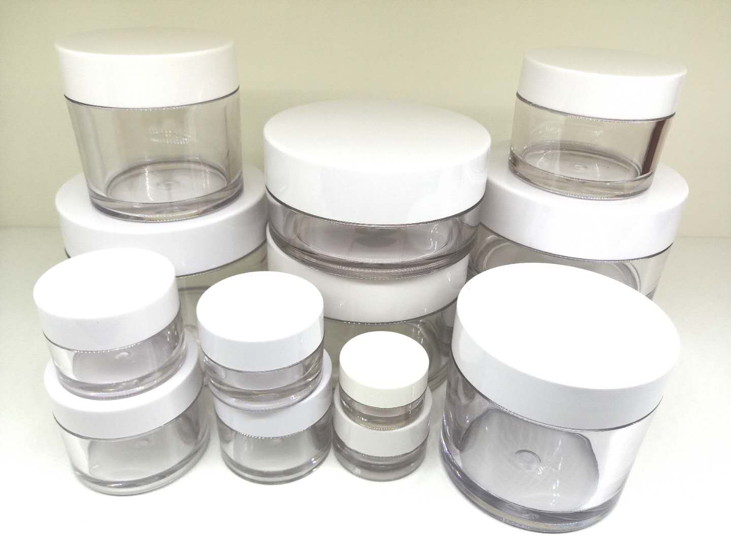New Design PETG Plastic Transparent Cream jar with inner tape and smooth cap