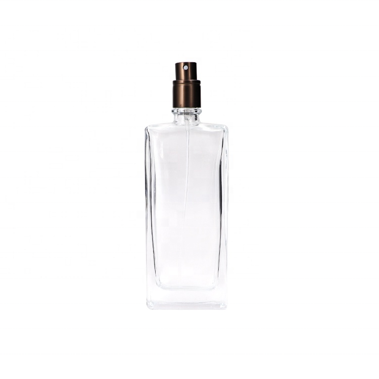 New Design Rectangle Refillable Empty Transparent 50 ml Spray Perfume Glass Bottle