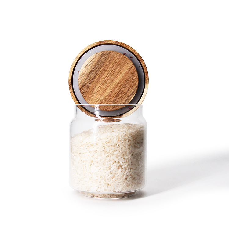 New Design Small Cheap Bamboo Lid Glass Canning Jars