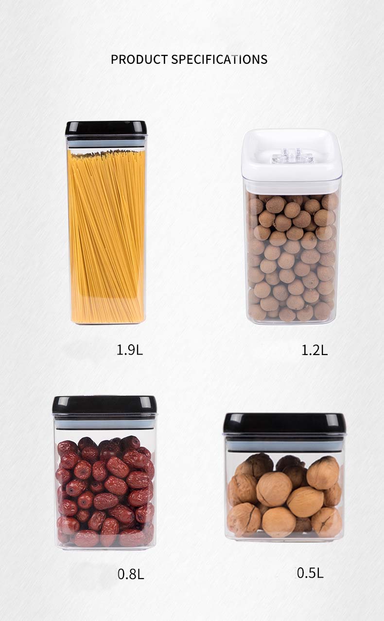 New Design Square Airtight Clear Large Cereal Dry Food Dispenser Storage Containers With Easy Locking Lids For Grains Nuts