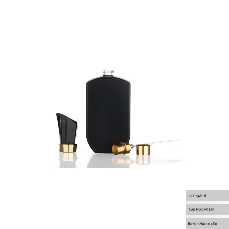 New Design Square Black Atomizer Perfume Bottle 100ml Glass With Sprayer Pump