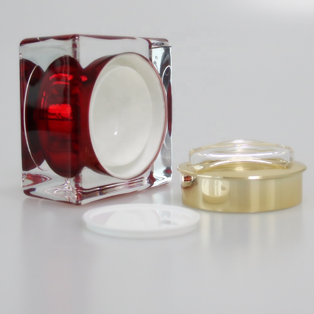 New Design Square Shape Crystal Acrylic Cosmetic Skincare Cream Jar 15g 30g 50g