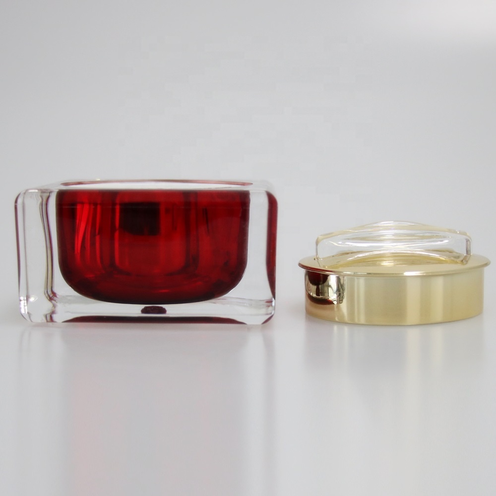 New Design Square Shape Crystal Acrylic Cosmetic Skincare Cream Jar 15g 30g 50g