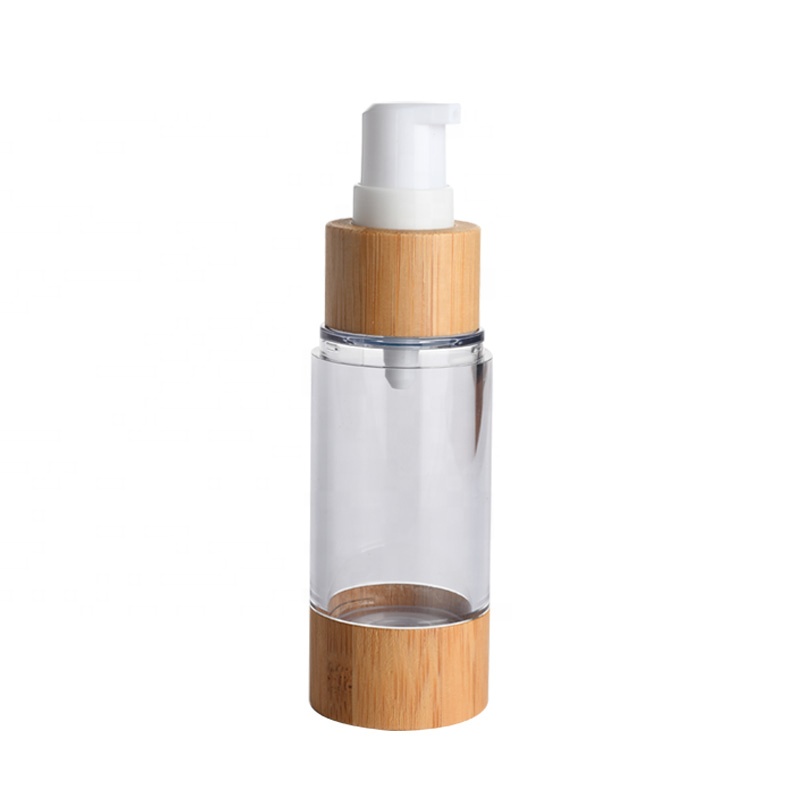 New Empty Cosmetic Emulsion Containers 30ml 50ml 100ml 120ml Bamboo Airless Lotion Pump Bottles
