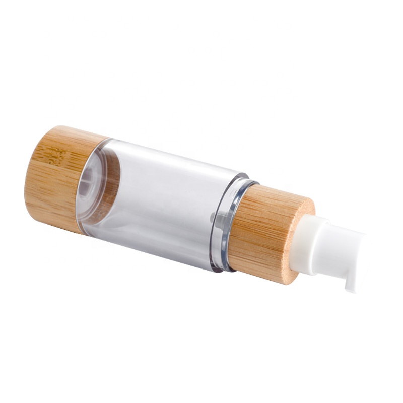 New Empty Cosmetic Emulsion Containers 30ml 50ml 100ml 120ml Bamboo Airless Lotion Pump Bottles