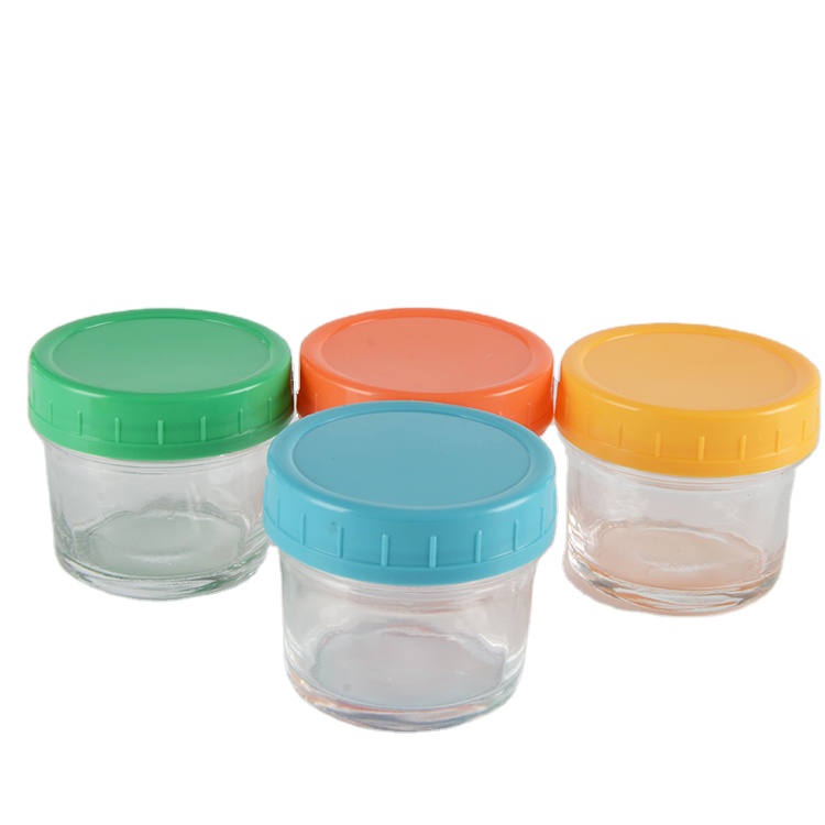 New Factory Sell 4 OZ Glass Food Baby Storage  container Jar With Plastic Lid