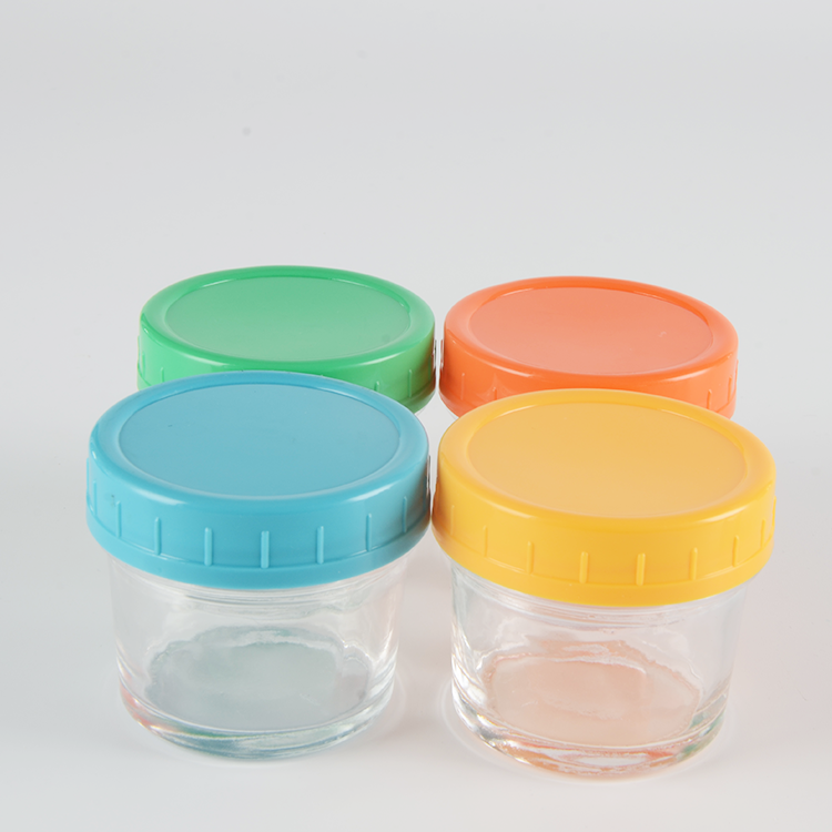 New Factory Sell 4 OZ Glass Food Baby Storage container Jar With Plastic Lid