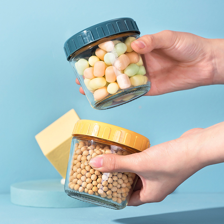 New Fashion Stackable Wide Mouth Glass Jar Airtght 260ml Preservation Glass Jar with Plastic Lid Sealed Food Pot