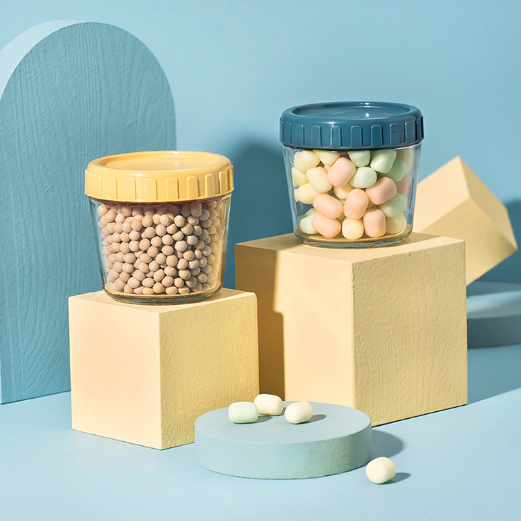 New Fashion Stackable Wide Mouth Glass Jar Airtght 260ml Preservation Glass Jar with Plastic Lid Sealed Food Pot