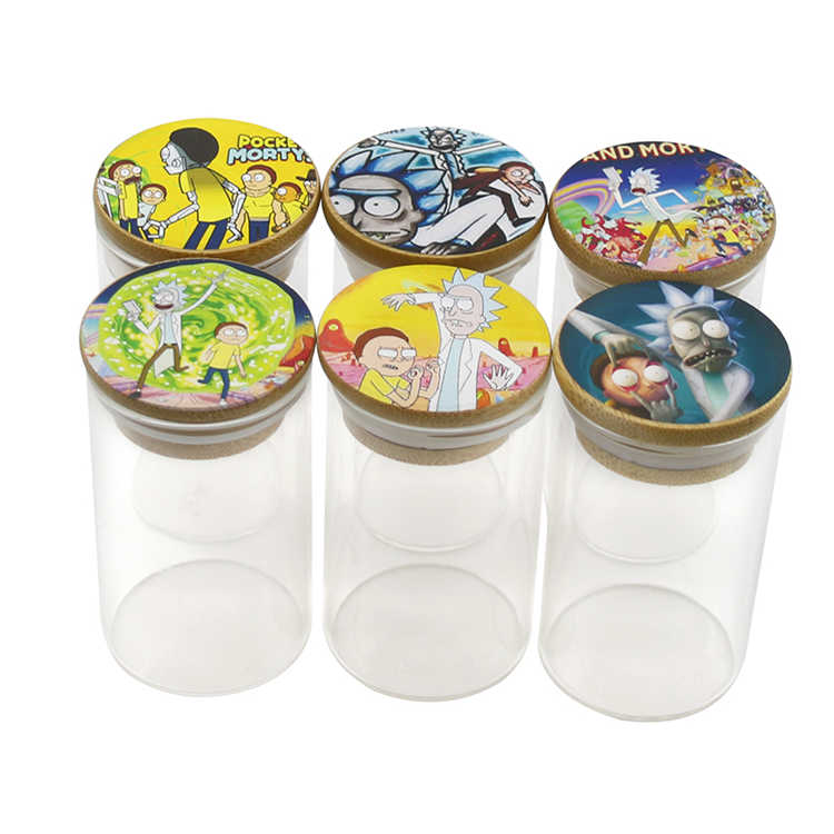 New Herb Glass Jar With Bamboo Lid Smell Proof Storage Custom Logo Herb Weed Glass Jar wholesale