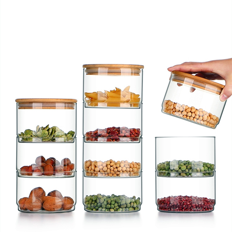 New Hot Items lucid storage glass jars food container Layered Glass Storage Jar