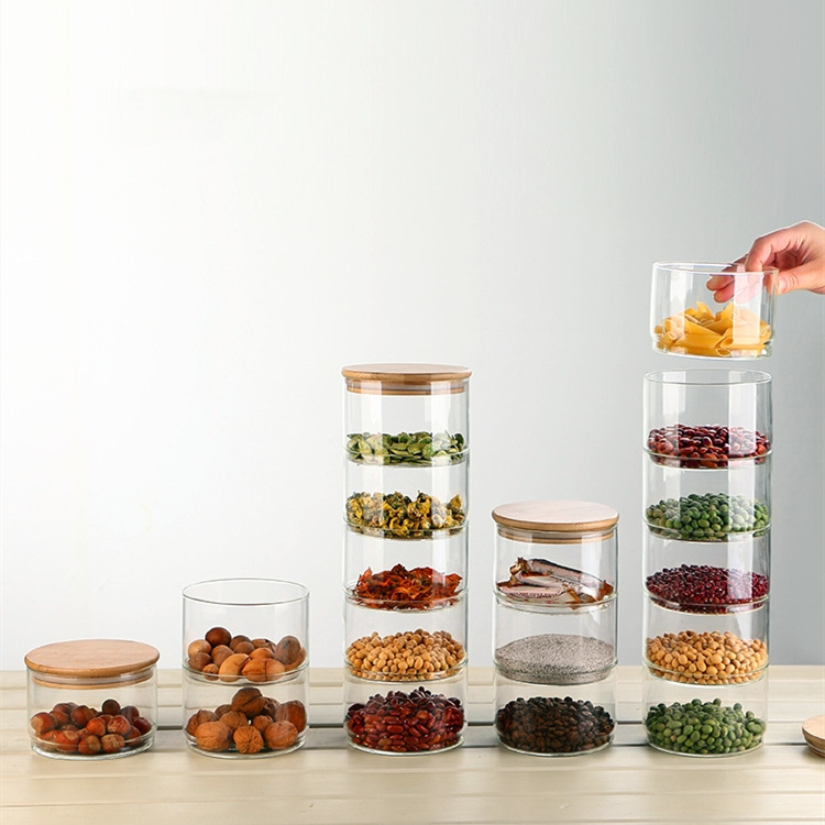 New Hot Items lucid storage glass jars food container Layered Glass Storage Jar