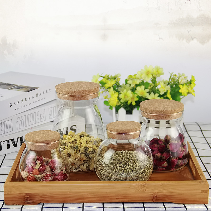 New Kitchenware Sealed Bamboo Lid Silicone Storage Tank Round Glass Jar Multigrain Storage Bottle Reusable