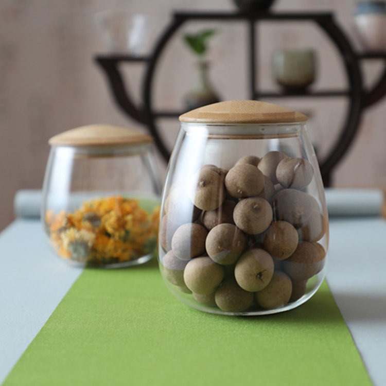 New Kitchenware Sealed Bamboo Lid Silicone Storage Tank Round Glass Jar Multigrain Storage Bottle Reusable