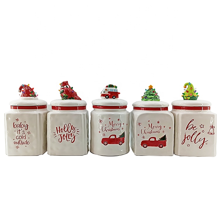 New LED CERAMIC AIRTIGHT CANISTER  Christmas COOKIE JAR  with LED lights on Lid Kitchen Food Containers Storage Boxes