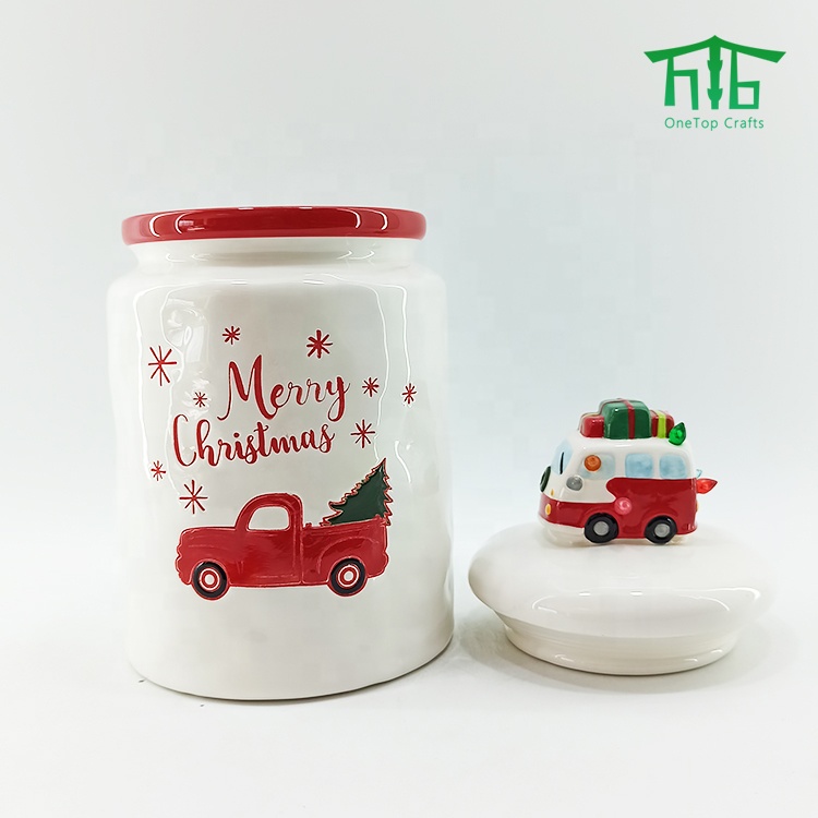 New LED CERAMIC AIRTIGHT CANISTER Christmas COOKIE JAR with LED lights on Lid Kitchen Food Containers Storage Boxes