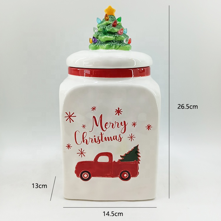 New LED CERAMIC AIRTIGHT CANISTER Christmas COOKIE JAR with LED lights on Lid Kitchen Food Containers Storage Boxes