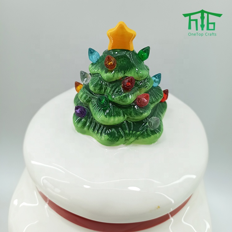New LED CERAMIC AIRTIGHT CANISTER Christmas COOKIE JAR with LED lights on Lid Kitchen Food Containers Storage Boxes