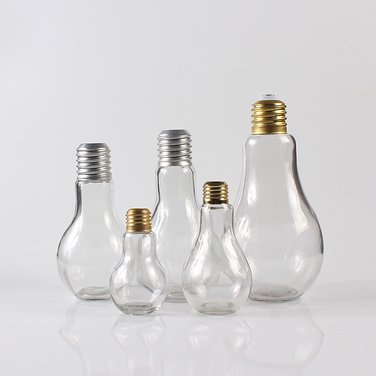 New Light Bulb Shaped Clear Custom Glass Juice Bottle for Bar