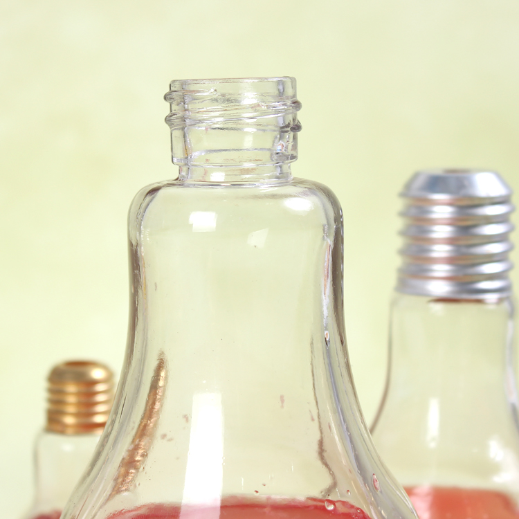New Light Bulb Shaped Clear Custom Glass Juice Bottle for Bar