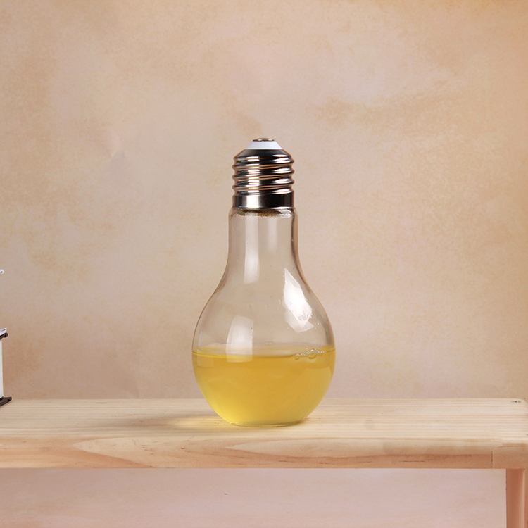 New Light Bulb Shaped Clear Custom Glass Juice Bottle for Bar