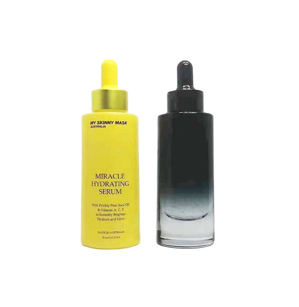 New Luxury 30ml flat  cosmetic glass thick base glass serum bottle