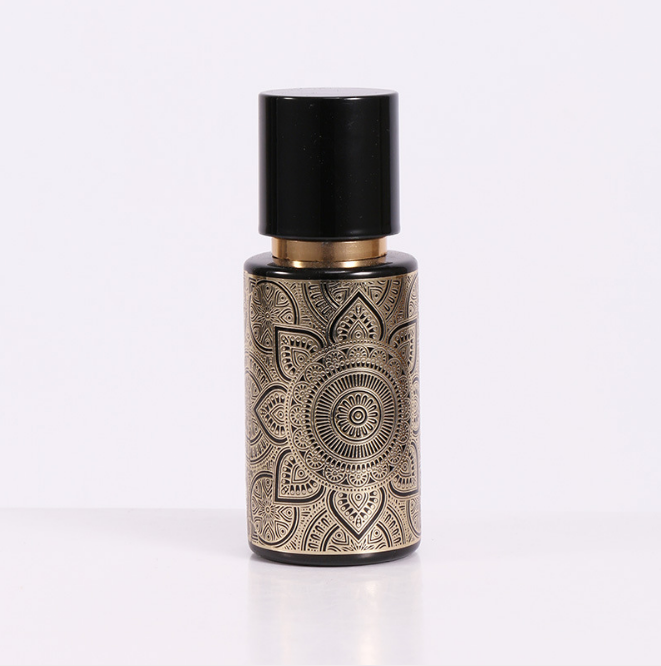 New Luxury Hot Sale black gold sliver red Empty 20ml Round Essential Oil Glass Bottle, Small Dropper Bottle for liquid perfume