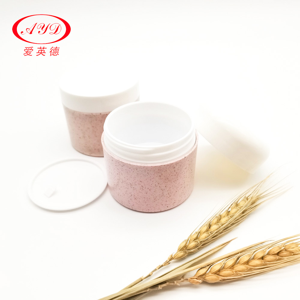 New Material Eco-Friendly Wheat Straw Biodegradable Plastic Cosmetics Jar Double Wall 50Gram 200Gram