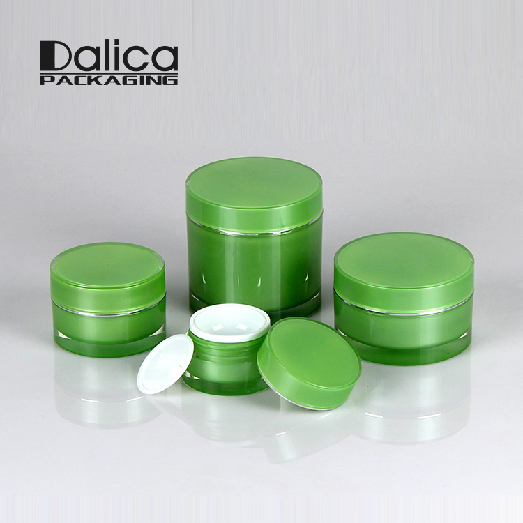 New Material Round Green Acrylic Cosmetic 100ml 150ml 200ml Cream Jar
