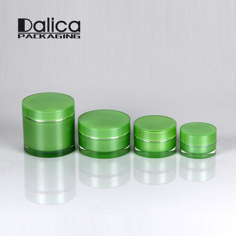New Material Round Green Acrylic Cosmetic 100ml 150ml 200ml Cream Jar