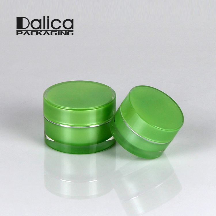 New Material Round Green Acrylic Cosmetic 100ml 150ml 200ml Cream Jar