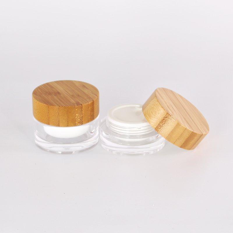 New Natural bamboo lid design 5g 50g plastic  bottle cosmetic packaging plastic jar