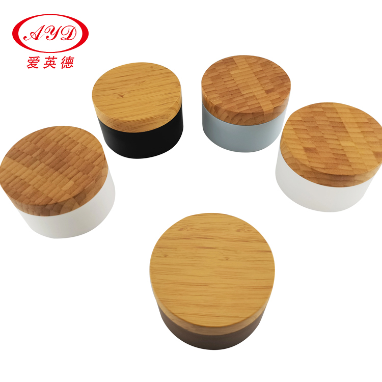 New PP Bamboo Print Lid Cosmetic Cream Jar For Cream/lotion Round Shaped Plastic Low MOQ