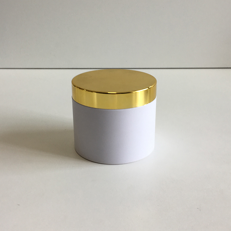 New Plastic PETG Item High Quality Solid White Wide Mouth , 250g Cosmetic Plastic Jar With Luxury Gold Lid