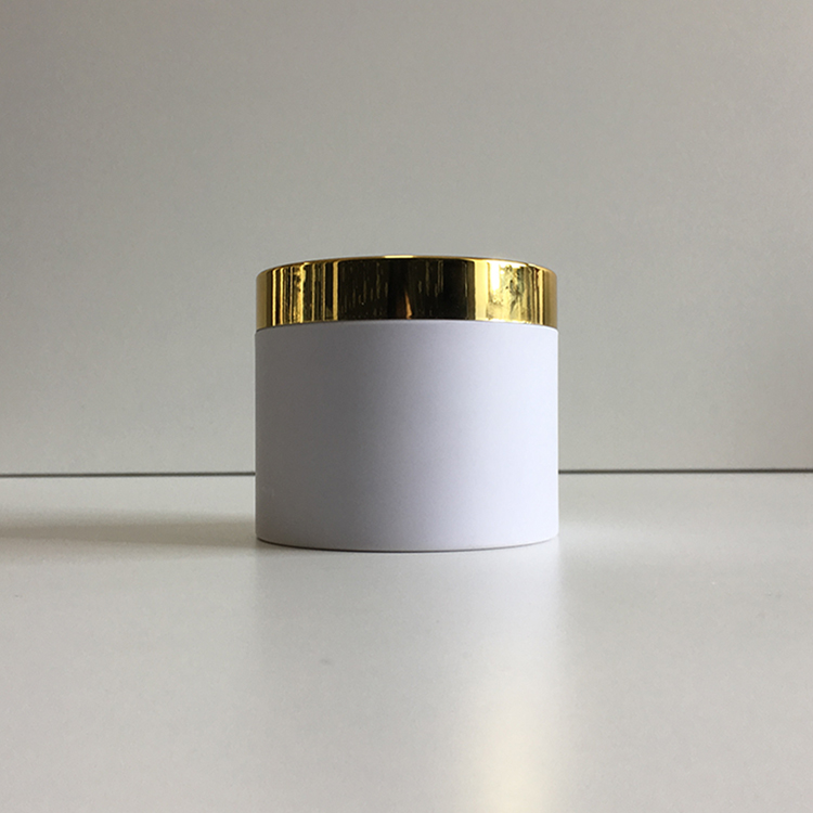 New Plastic PETG Item High Quality Solid White Wide Mouth, 250g Cosmetic Plastic Jar With Luxury Gold Lid