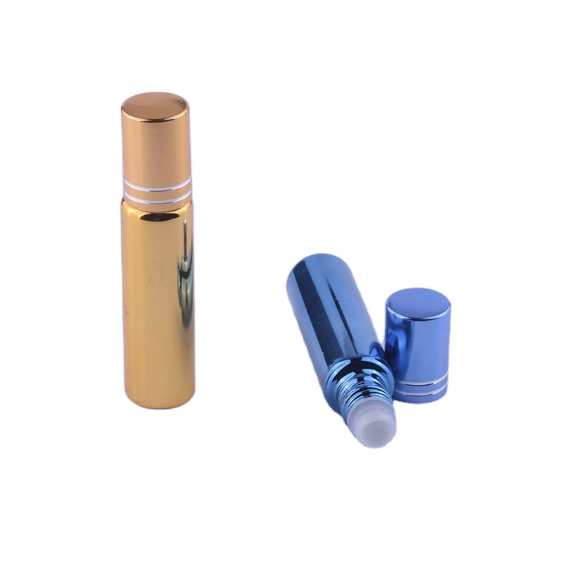 New Product Hot Sale 5ml 10ml 15ml  Colorful UV Glass Bottle Essential Oil Use Roll on Bottle with Steel roller