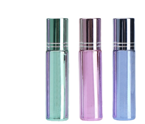 New Product Hot Sale 5ml 10ml 15ml Colorful UV Glass Bottle Essential Oil Use Roll on Bottle with Steel roller