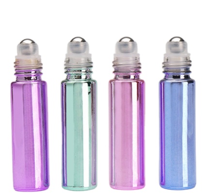 New Product Hot Sale 5ml 10ml 15ml Colorful UV Glass Bottle Essential Oil Use Roll on Bottle with Steel roller