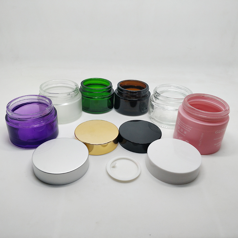 New Product Wholesale 50g Luxury Purple Glass Cosmetic Cream Jar With Black Lid