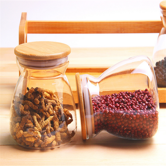 New Production Kitchen Food Coffee Glass Jar Bottle Borosilicate Glass Jars Containers With Wooden Lid