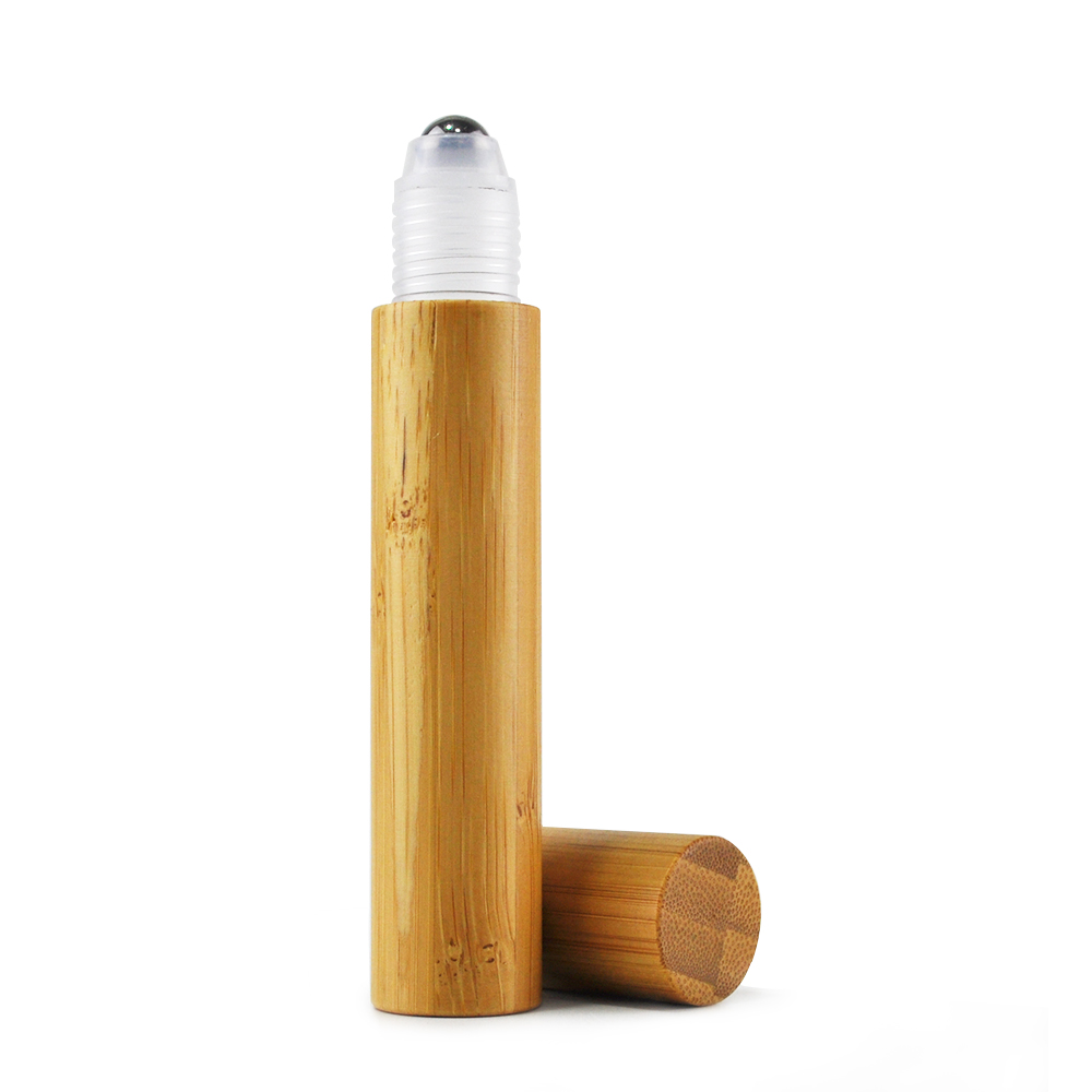 New Products Engraving Logo 100% Organic Bamboo 15ml plastic insert roll on bottle bamboo cap
