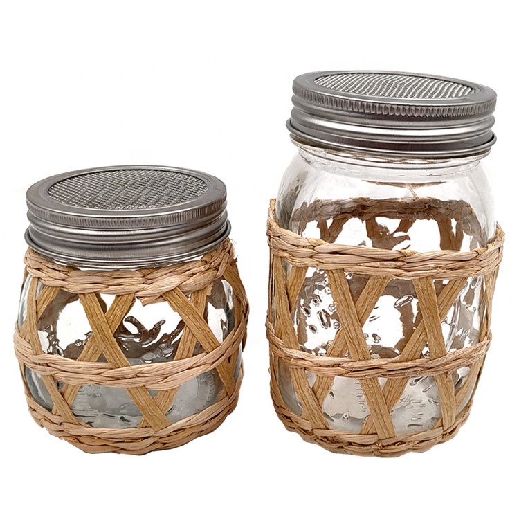 New Products Wide Mouth Glass Mason Jar with Stainless Steel Grater Lid