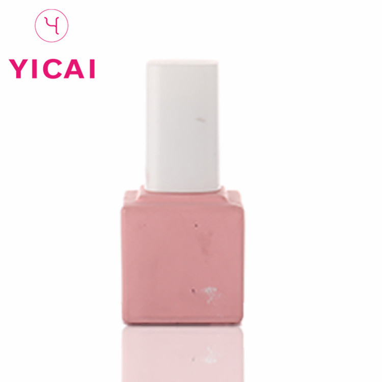 New Promotional Low Price 10 Ml Square Empty Pink Glass Nail Polish Bottle