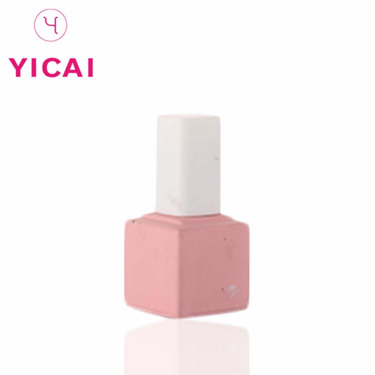 New Promotional Low Price 10 Ml Square Empty Pink Glass Nail Polish Bottle