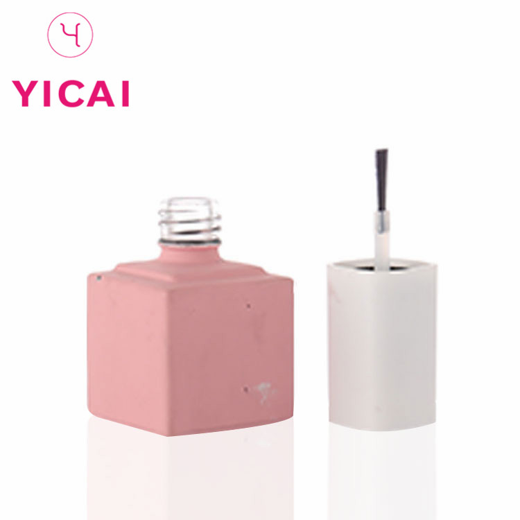 New Promotional Low Price 10 Ml Square Empty Pink Glass Nail Polish Bottle