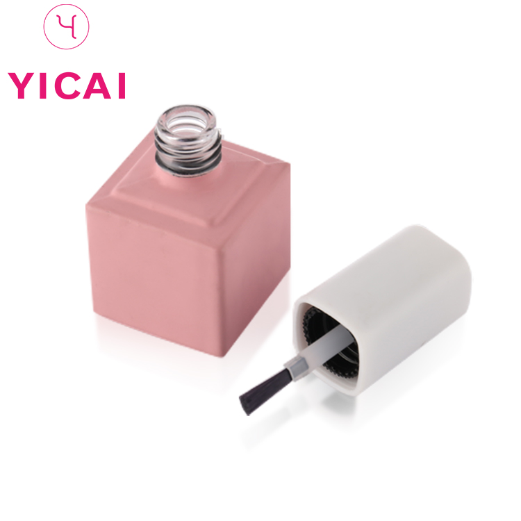 New Promotional Low Price 10 Ml Square Empty Pink Glass Nail Polish Bottle
