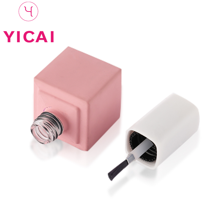New Promotional Low Price 10 Ml Square Empty Pink Glass Nail Polish Bottle