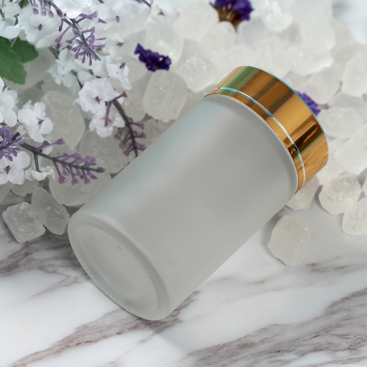 New Round Frosted Glass Capsule Bottle with Gold Lid for Pharmaceutical Used